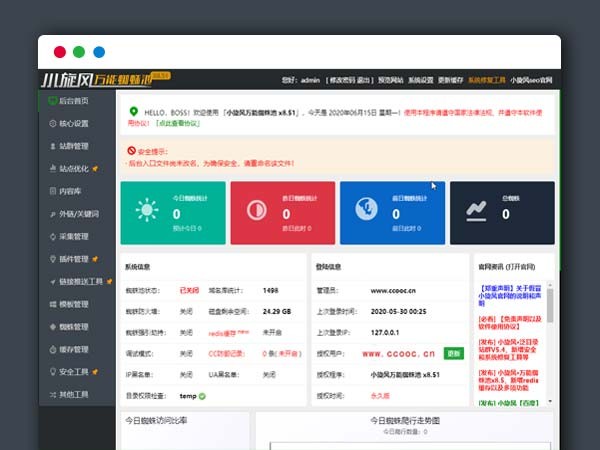 小旋风蜘蛛池站群平台系统PHP网站源码 X8.5版本 无授权限制  完美破解版