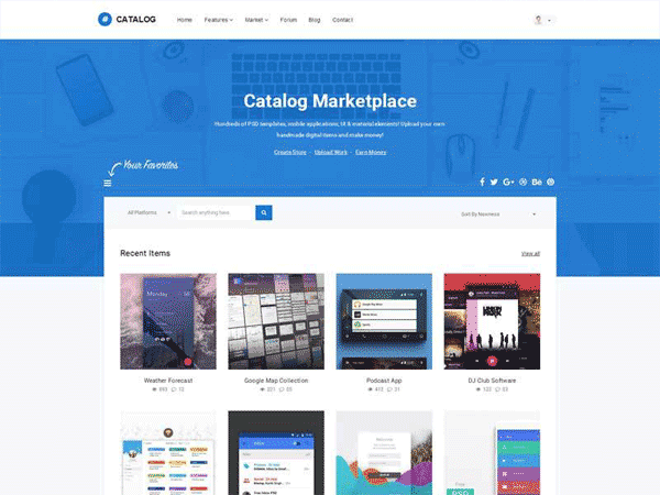 HTML源码 蓝色的图片素材资源交易平台网站模板